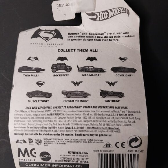 Hot Wheels Wonder Woman 2016 6/7 Batman vs Superman Power Pistons - Picture 5 of 6